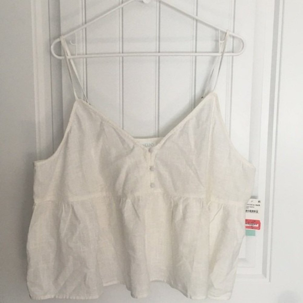 ABOUND Textured Peplum Tank Top white size 2X